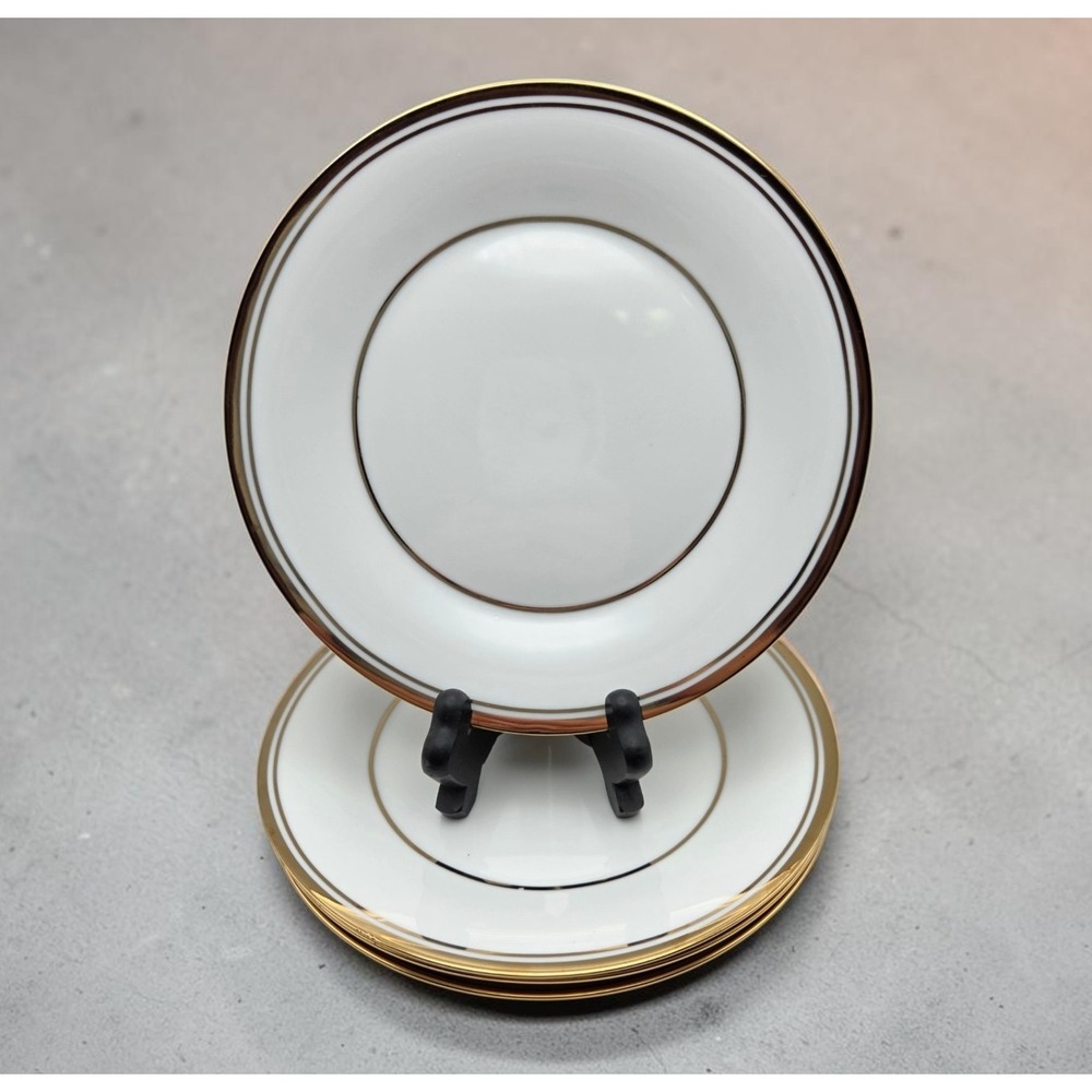 Set of 4 Ciroa Luxe Fiori Salad Plates With Gold Rims 7.5" Glamorous